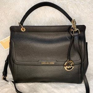 Michael Kors Large Black Leather Satchel